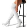image:imageDREAM PAIRS Womens Thigh High Boots Over The Knee Heels Long Sexy Pointed Toe BootsWhitePu