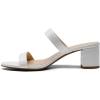 image:imageDREAM PAIRS Womens Two Strap Open Toe Low Block Chunky Heels Sandals Dress Pumps Casual Summer Mules ShoesWhitestone