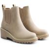 image:imageDREAM PAIRS Womens Wedge Chelsea Ankle Boots Fashion Round Toe Low Wedge Heel Platform Booties ShoesTaupenubuck