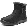 image:imageDREAM PAIRS Winter Boots for Women Warm Fur Lined with Zipper Flat Ankle Boots Comfortable Lightweight Outdoor Indoor BootiesBlack