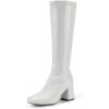 image:imageDREAM PAIRS Womens Gogo Boots Square Toe Chunky Wide Calf Knee High BootsWhite