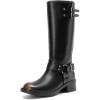 image:imageDREAM PAIRS Womens Knee High Boots Combat Boots Goth Boot Lace Up Adjustable Buckles Chunky Low Heel Fall Booties with Side Zipper to Put on and offBlackBrown