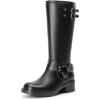 image:imageDREAM PAIRS Womens Knee High Boots Combat Boots Goth Boot Lace Up Adjustable Buckles Chunky Low Heel Fall Booties with Side Zipper to Put on and offBlackpu