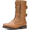 image:imageDREAM PAIRS Womens Mid Calf Builtin Wallet Pocket Lace up Military Combat BootsClassic Camel