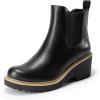 image:imageDREAM PAIRS Womens Wedge Chelsea Ankle Boots Fashion Round Toe Low Wedge Heel Platform Booties ShoesBlackpu