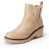 image:imageDREAM PAIRS Womens Wedge Chelsea Ankle Boots Fashion Round Toe Low Wedge Heel Platform Booties ShoesNudenubuck