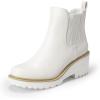 image:imageDREAM PAIRS Womens Wedge Chelsea Ankle Boots Fashion Round Toe Low Wedge Heel Platform Booties ShoesWhitepu