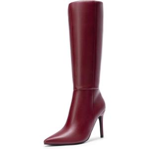 image:imageDREAM PAIRS Knee High Boots for Women Sexy Pointed Toe Stiletto High Heel Boots Fashion amp Classic Dress ShoesBurgundy