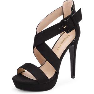 image:imageDREAM PAIRS Womens Baby Blue Suede Cross Strap Open Toe High Stilettos Party Pump Platform Heel Sandal CBlackSuede  8 Charlotte