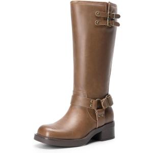 image:imageDREAM PAIRS Womens Knee High Boots Combat Boots Goth Boot Lace Up Adjustable Buckles Chunky Low Heel Fall Booties with Side Zipper to Put on and offTanpu