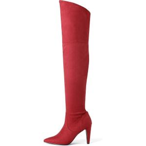 image:imageDREAM PAIRS Womens Thigh High Boots Over The Knee Heels Long Sexy Pointed Toe BootsRedSuede