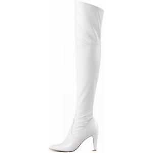 image:imageDREAM PAIRS Womens Thigh High Boots Over The Knee Heels Long Sexy Pointed Toe BootsWhitePu