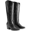 image:imageDREAM PAIRS Cowboy Boots for Women Cowgirl Knee High Boots Comfortable Pull On Zipper Chunky Heel Pointed Toe Embroidered Western BootsBlack