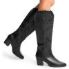 image:imageDREAM PAIRS Cowboy Boots for Women Cowgirl Knee High Boots Comfortable Pull On Zipper Chunky Heel Pointed Toe Embroidered Western BootsBlack