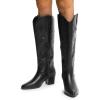 image:imageDREAM PAIRS Cowboy Boots for Women Cowgirl Knee High Boots Comfortable Pull On Zipper Chunky Heel Pointed Toe Embroidered Western BootsBlack