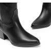 image:imageDREAM PAIRS Cowboy Boots for Women Cowgirl Knee High Boots Comfortable Pull On Zipper Chunky Heel Pointed Toe Embroidered Western BootsBlack