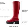 image:imageDREAM PAIRS Knee High Boots Comfortable Chunky Platform RoundToe Side Zip Boots for WomenRed
