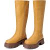 image:imageDREAM PAIRS Knee High Boots Comfortable Chunky Platform RoundToe Side Zip Boots for WomenYellow