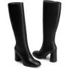 image:imageDREAM PAIRS Knee High Boots for Women Square Toe Gogo Chunky Heel Tall Boot Fashion Side Zipper Long BootBlackpu