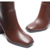 image:imageDREAM PAIRS Knee High Boots for Women Square Toe Gogo Chunky Heel Tall Boot Fashion Side Zipper Long BootBrown