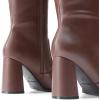 image:imageDREAM PAIRS Knee High Boots for Women Square Toe Gogo Chunky Heel Tall Boot Fashion Side Zipper Long BootBrown