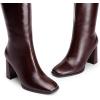 image:imageDREAM PAIRS Knee High Boots for Women Square Toe Gogo Chunky Heel Tall Boot Fashion Side Zipper Long BootBurgundy