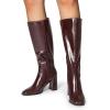 image:imageDREAM PAIRS Knee High Boots for Women Square Toe Gogo Chunky Heel Tall Boot Fashion Side Zipper Long BootBurgundy