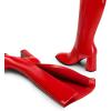 image:imageDREAM PAIRS Knee High Boots for Women Square Toe Gogo Chunky Heel Tall Boot Fashion Side Zipper Long BootRedpat