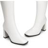 image:imageDREAM PAIRS Knee High Boots for Women Square Toe Gogo Chunky Heel Tall Boot Fashion Side Zipper Long BootWhitepu