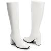 image:imageDREAM PAIRS Knee High Boots for Women Square Toe Gogo Chunky Heel Tall Boot Fashion Side Zipper Long BootWhitepu