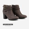 image:imageDREAM PAIRS Womens Chunky High Heel Ankle Boots Close Toe Fall Heeled Booties ShoesBrown