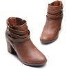 image:imageDREAM PAIRS Womens Chunky High Heel Ankle Boots Close Toe Fall Heeled Booties ShoesBrownpu