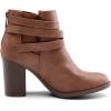image:imageDREAM PAIRS Womens Chunky High Heel Ankle Boots Close Toe Fall Heeled Booties ShoesBrownpu
