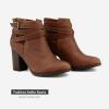 image:imageDREAM PAIRS Womens Chunky High Heel Ankle Boots Close Toe Fall Heeled Booties ShoesBrownpu