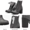 image:imageDREAM PAIRS Womens Combat Ankle Boots Chunky Heel Lace up Fashion Heeled BootiesGreyPu