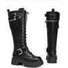 image:imageDREAM PAIRS Womens Combat Riding Platform Knee High Boots Lace Up Fall Lug Sole Gothic Motorcycle Boots with Inside ZipperBlack