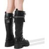 image:imageDREAM PAIRS Womens Combat Riding Platform Knee High Boots Lace Up Fall Lug Sole Gothic Motorcycle Boots with Inside ZipperBlack