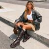 image:imageDREAM PAIRS Womens Combat Riding Platform Knee High Boots Lace Up Fall Lug Sole Gothic Motorcycle Boots with Inside ZipperBrown