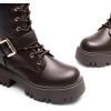 image:imageDREAM PAIRS Womens Combat Riding Platform Knee High Boots Lace Up Fall Lug Sole Gothic Motorcycle Boots with Inside ZipperBrown