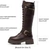 image:imageDREAM PAIRS Womens Combat Riding Platform Knee High Boots Lace Up Fall Lug Sole Gothic Motorcycle Boots with Inside ZipperBrown
