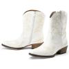 image:imageDREAM PAIRS Womens Cowboy Cowgirl Western Ankle Boots Low Chunky Heels Square Toe Fall Short Booties ShoesWhite