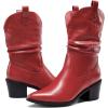 image:imageDREAM PAIRS Womens Cowgirl Boots Mid Calf Western Cowboy Chunky Heel Boots Slouchy amp Pullon Ankle Booties for womenRed