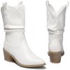 image:imageDREAM PAIRS Womens Cowgirl Boots Mid Calf Western Cowboy Chunky Heel Boots Slouchy amp Pullon Ankle Booties for womenWhite