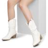 image:imageDREAM PAIRS Womens Cowgirl Boots Mid Calf Western Cowboy Chunky Heel Boots Slouchy amp Pullon Ankle Booties for womenWhite