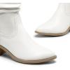 image:imageDREAM PAIRS Womens Cowgirl Boots Mid Calf Western Cowboy Chunky Heel Boots Slouchy amp Pullon Ankle Booties for womenWhite