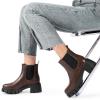 image:imageDREAM PAIRS Womens Elastic Chelsea Ankle Boots Platform Low Chunky Block Heel Lug Sole Slip on Fall Heeled Booties ShoesBrown
