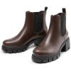 image:imageDREAM PAIRS Womens Elastic Chelsea Ankle Boots Platform Low Chunky Block Heel Lug Sole Slip on Fall Heeled Booties ShoesBrown