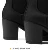 image:imageDREAM PAIRS Womens High Chunky Heel Chelsea Ankle Boots Slip On Elastic Fall Heeled Booties ShoesBlackPu