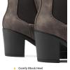 image:imageDREAM PAIRS Womens High Chunky Heel Chelsea Ankle Boots Slip On Elastic Fall Heeled Booties ShoesBrownPu