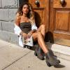image:imageDREAM PAIRS Womens High Chunky Heel Chelsea Ankle Boots Slip On Elastic Fall Heeled Booties ShoesBrownPu